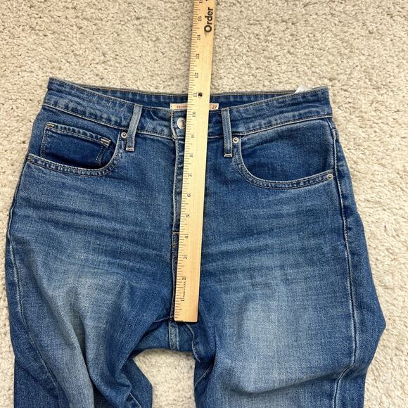Levis 721 High Rise Skinny Jeans Womens 27 Blue Denim Distressed Holes Med Wash - Picture 10 of 14